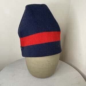 VTG 70s 80s Smiley Classic Wool SKI HAT Retro Navy Blue / Red Men M/L - READ